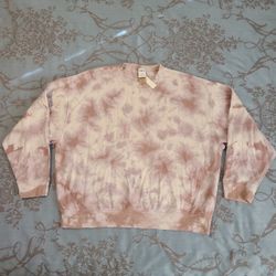 Victoria's Secret PINK Brown White Tie Dye Crewneck Sweatshirt Size Medium