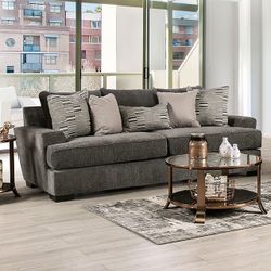 GRAY CHENILLE SOFA COUCH - SILLON
