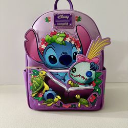 BRAND NEW WITH TAGS. DISNEY LILO & STITCH READING BOOK MINI LOUNGEFLY BACKPACK FOR SALE. EXCLUSIVE. 
