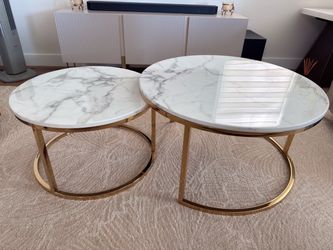 Nesting Coffee Tables - Gold and Calacatta Marble Look