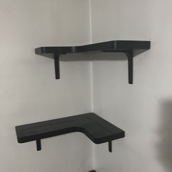 Black Wood Floating 3 Corner Wall Shelves