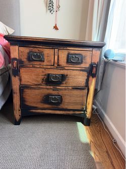 FREE: Rustic solid wood nightstand with 4 drawers