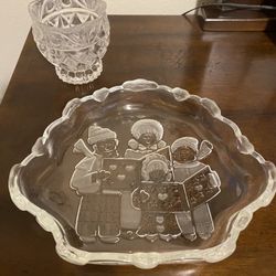 Crystal Candle Holder and Christmas Plate.