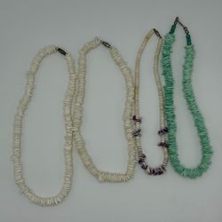 4 Vintage Style Shell Necklaces Lot