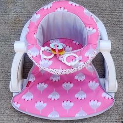 Baby Floor Seat with Toys — Pink Floral, Good Condition