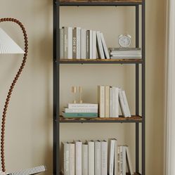 Bookshelf Arched Bookcase, Industrial Curved Metal Book Shelves, 72" Tall Freestanding Open Storage Shelf Display Rack for Living Room Home Office, Ru