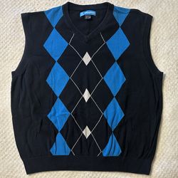 PGA Tour Sweater Vest Golf Argyle Diamond Black Blue Men size XXL
