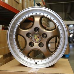New 18x8 18x9.5 Porsche Carrera Classic Design 4X Wheels Rims 5x130 911 964 997 993 Satin Bronze