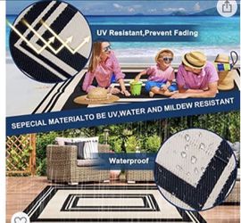 Outdoor Rug-5x7 Black Reversible waterproof patio Plastic Straw RV Camper  mat
