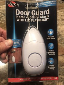 Door Guard home and office alarm with LED flashlight