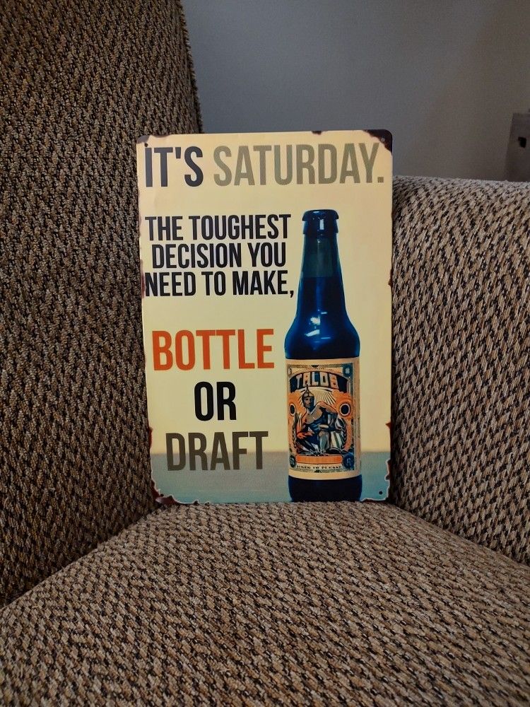 METAL BAR SIGN. 12" X 8". NEW. PICKUP ONLY.