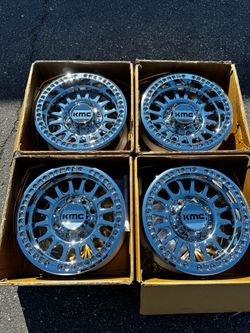 FINANCING AVAILABLE CUSTOM CHROME KMC KM445 IMPACT Forged Beadlock 8x6.5 17" Wheels