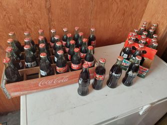 Vintage coke bottles in original mint condition 1950swood crate