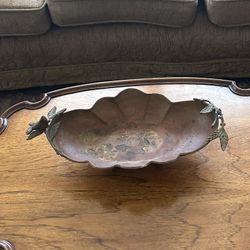 This is for the birds; Fancy Shmancy Vintage Footed Copper Bowl: