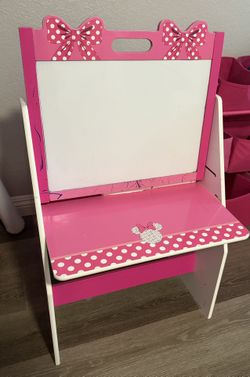 minnie mouse white board / book shelf/ storage