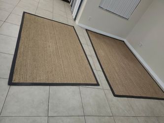 Lot set of 2 seagrass area rug carpet 5'x8' &  6'×9' very nice like jute *FREE DELIVERY!*  ikea style