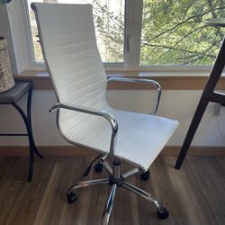 Desk Chair - White Faux Leather 