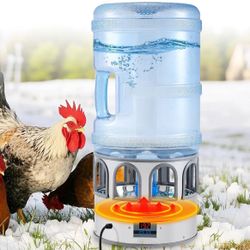 5 Gallon Chicken Waterer for Winter, Heated Chicken Waterer, Temp Controlling for Chickens, Ducks, Geese and Chicken Coop
