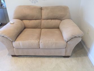 Tan suede Micro Fiber love seat