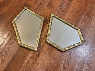 Unique Asymmetric Designer Gold Bras Casted Set Of Two Mirrors