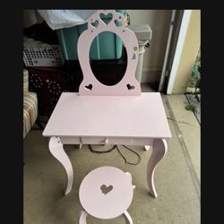 Last Chance Child's Vanity No Mirror Stool 12x12 And Height Is Desk Is 23 In