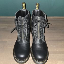Dr. Martens Women's AirWair 1460 Front Zip Leather Black Boots Size US 10