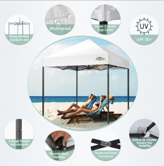 Pop Up Canopy Tent, Heavy Duty Canopy Easy Set up All Weather  Waterproof Outdoor Canopy Tent for Parties, Beach, Garden, Camping with  Hand