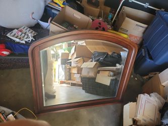 Arched Wood Framed Wall Mirror