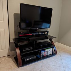 Dark Glass And Wood TV  Stand/Entertainment Center 