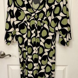 Max Studio Size L Green White & Black Dress