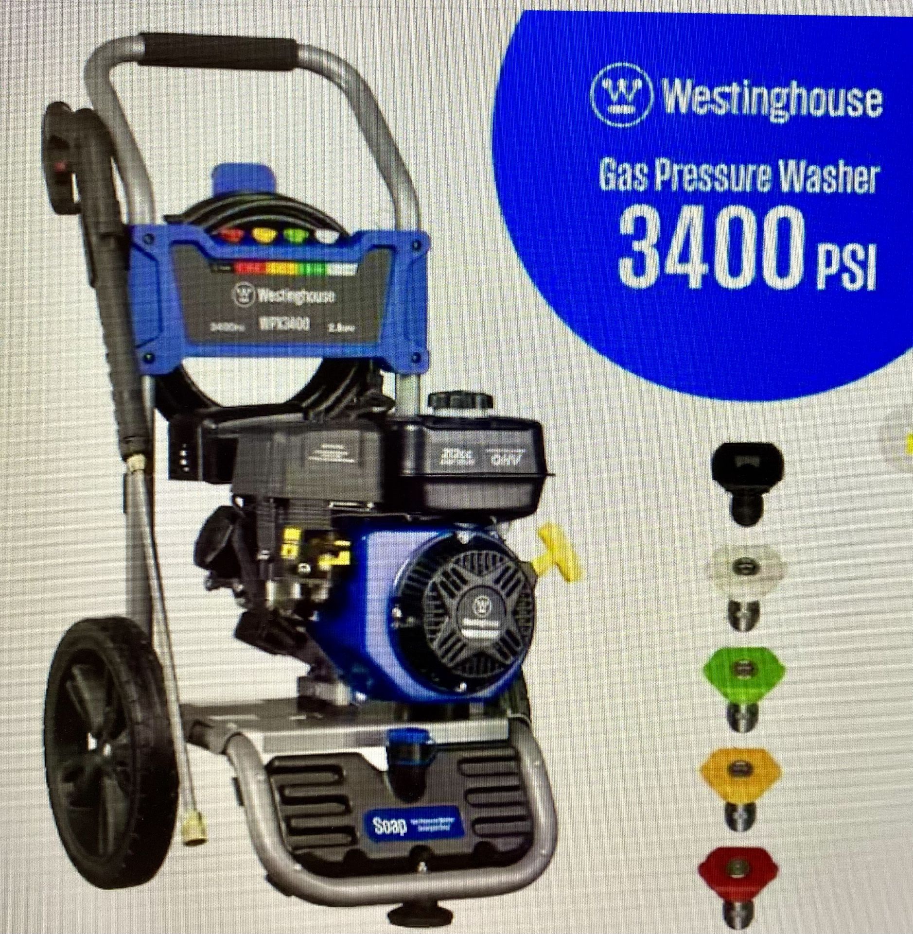 Westinghouse 3400 PSI 2.6 GPM Gas Powered Axial Cam Pump Cold Water Pressure Washer