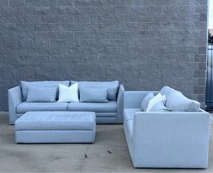 Living Spaces “Austen ll” Sofa Set - Light Gray