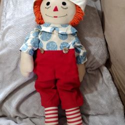Large Raggedy Anne Doll With Metal Buttons