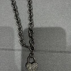 Bebe Rhinestone Heart Choker N Bracelet 