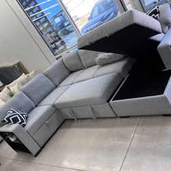New Sleeper Sectional Couch With Storage / Free Delivery 