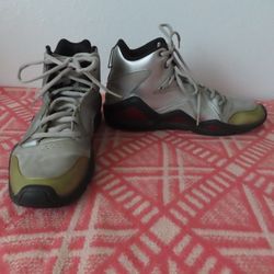 REEBOK Kamikaze III Mid Silver Red Black Men's Shoes J87316 Size 11