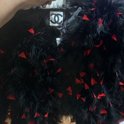 Black And Red Feather Jacket Vintage