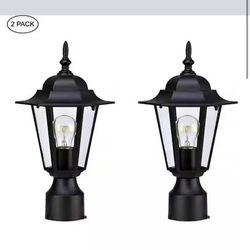 Allison 1-Light Matte Black Aluminum Hardwired Outdoor Post Light Set 2-Pack (L-3783)