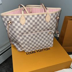 Authentic Louis Vuitton Damier Azur Neverfull MM Tote Bag