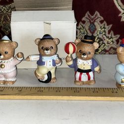 4 Vtg CIRCUS Clown BEAR FIGURINES Homco Home Interior #1449 Unicycle Balloons (New In box)