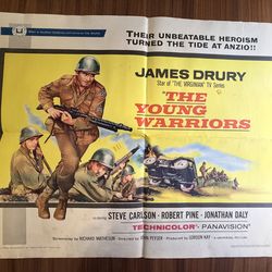 Original 1966 THE YOUNG WARRIORS Movie Poster 27x41 WWII War James Drury