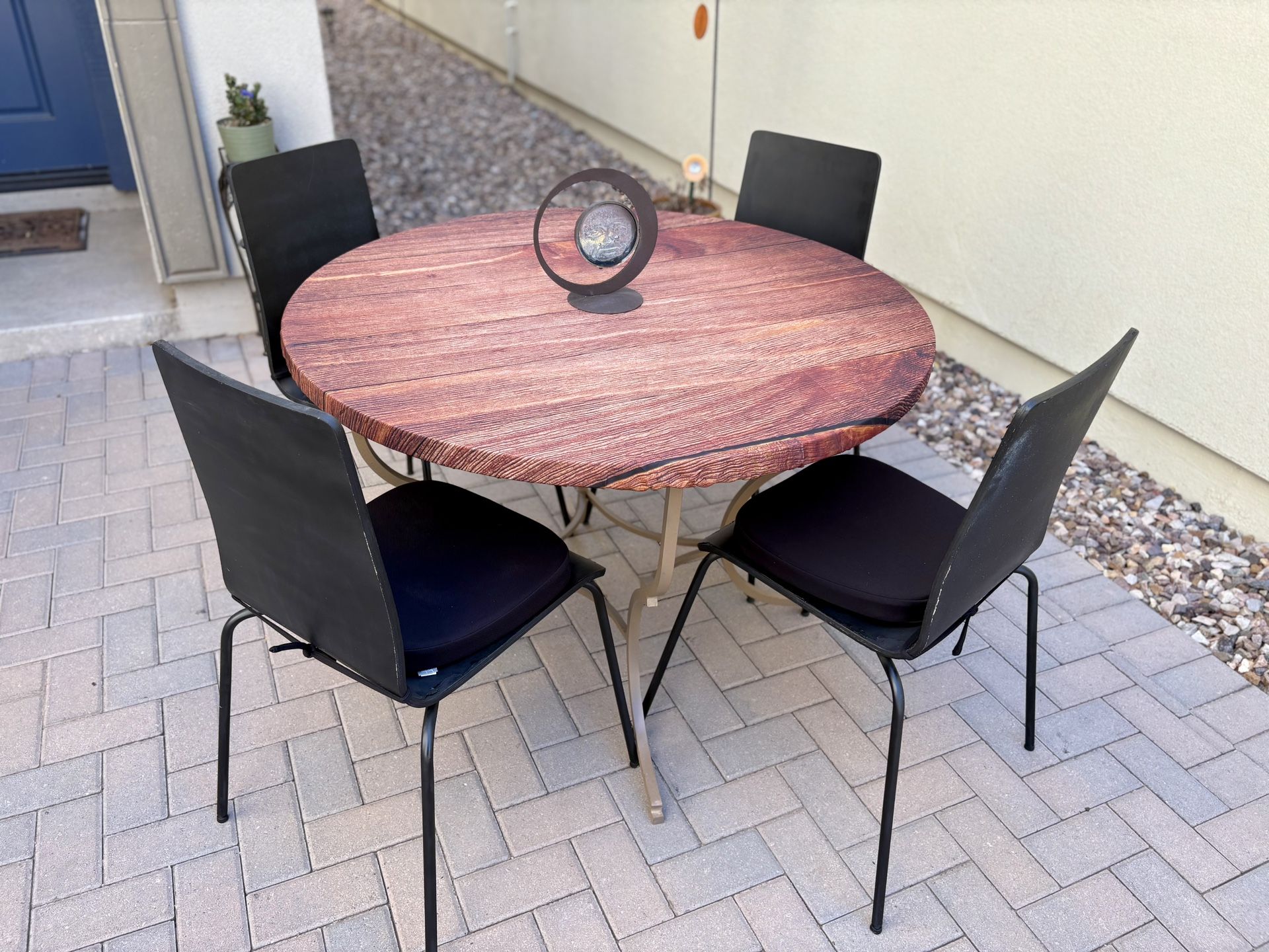 Rustic Solid Wood Black Round 42”Dining Table & Chairs ﻿