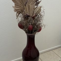Decorative Floor Vase with Dried Arrangement