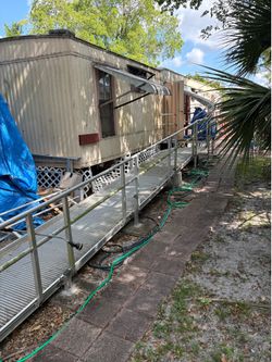 Complete aluminum wheelchair ramp handrails Ada handicap accessible stairs home entrance