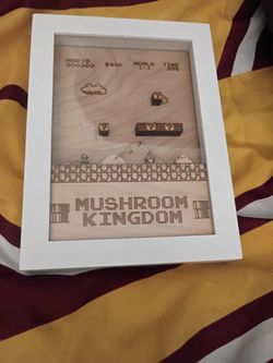 Super Mario Bros World 1-1 Mushroom Kingdom Wood Map 3D Multilayer Fan Art In Frame
