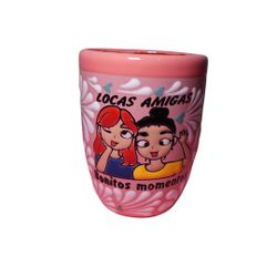 Locas Amigas Talavera Mug | Handmade Mexican Friendship Coffee Cup