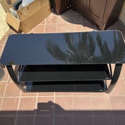 Black Tempered Glass Tri Level Tv Stand 