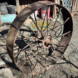 Antique Implement Wheel With Cleats 