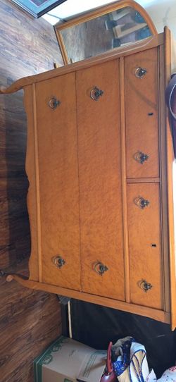 Vintage French Provincial Tall Dresser Chest & Matching Mirror