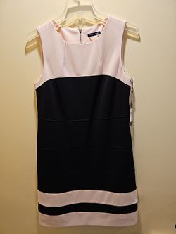 Tommy Hilfiger Women's Sz 6 Midi Tea Dress In Pale Pink Black